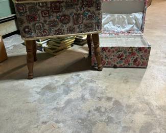 These are vintage sewing boxes. We removed all contents and have a bin of thread, zippers, facing, buttons, patterns and more for you to select from!