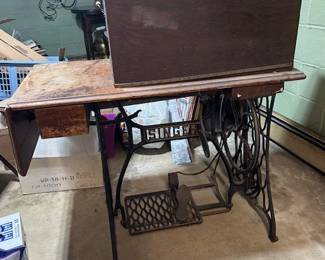 This was our grandfather’s upholstery machine. He immigrated from Germany and set up his upholstery furniture refinishing shop on Franklin Ave in Wyckoff. We have two more portable sewing machines for sale.