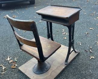 School desk and we have another older one stripped and ready to refinish!
