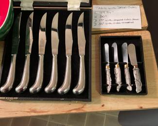 Kirk’s steak knives made in England. Animal cheese knives . 