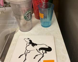 Drink cups and tiles 