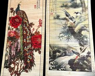 Two Decorative Bamboo Wall Scrolls 
