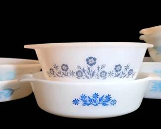 Glasbake Blue Thistle FireKing Blue Cornflower Bakeware