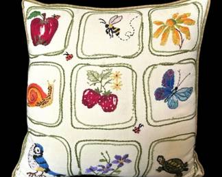 Crewel Embroidery Pillow