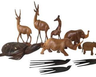 Wooden Animal Figurines Hair Picks 