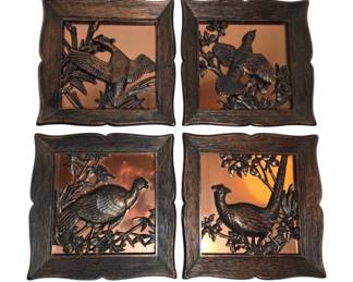 Framed Birds On Copper Wall Hangings