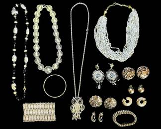 Black And Silver Toned Costume Jewelry Trifari, Monet, Chicos, More