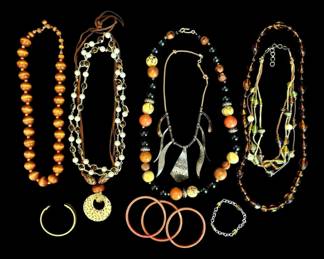 Faux Amber And Wood Beaded Jewelry