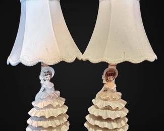 Two Porcelain Lady Lamps