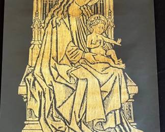 Madonna Child Brass Rubbing 24 x 12  