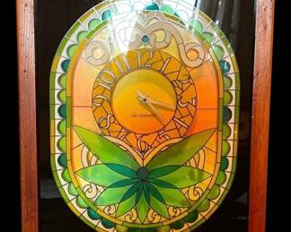Art Unlimited Faux Stained Glass Clock 17.5 x 21.5 
