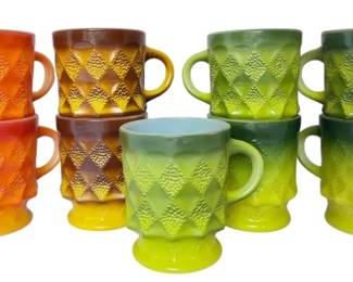FireKing Quilted Milk Glass Mugs