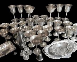 Silver Plated Goblets, Creamer, Serving Pieces, More 