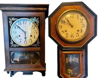 Two Wood Wall Clocks Including Daekor