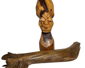 Hand Carved Wooden Tiki Statue Driftwood Piece