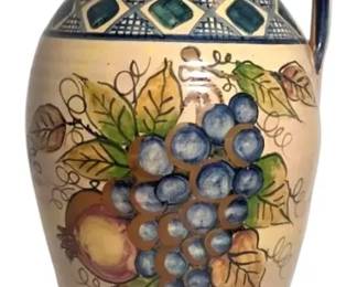 Large Italian Style Vase With Fruit Signed
