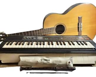 Vintage Kent Guitar, Realistic Concertmate 750 Keyboard, Yamaha Soprano Recorder