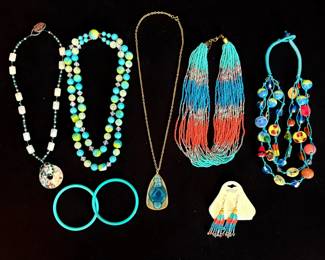 Teal And Orange Beaded Jewelry