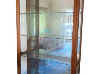 Oak Curio Cabinet With Glass Shelves