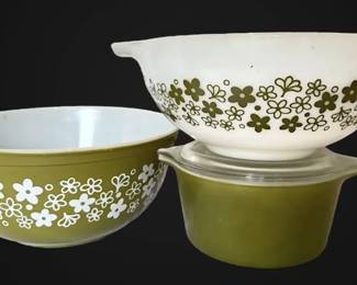 Pyrex Spring Blossom Mixing Bowl, Cinderella Bowl,  Lidded Casserole Dish