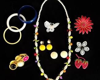 Colorful Costume Jewelry Necklace, Earrings, Brooches,  Bracelets 