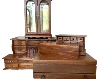 Six Wooden Jewelry Boxes
