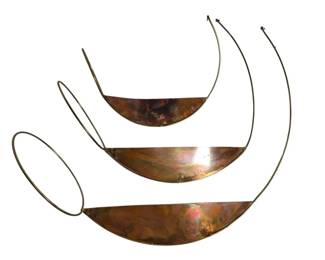 Three Copper Sailboat Sculptures