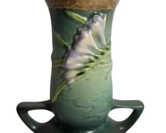 Roseville Pottery Green Freesia 2Handle Vase