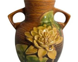 Roseville Pottery Water Lily 2Handle Vase