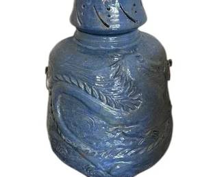 Large Pottery Floor Lantern with Dragon Motif 4 Tall