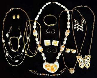 White And Gold Toned Costume Jewelry Napier, Monet,  More