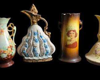 Limoges France Flowered Vase, Jim Beam Flower Decanter, More Vases
