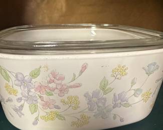 CorningWare Pastel Bouquet casserole dish with a lid