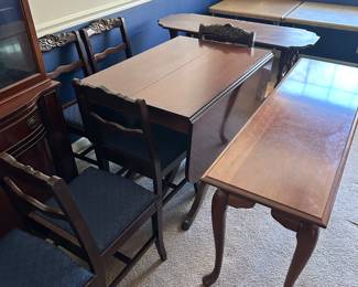 Dining table that expands for holidays and gatherings, side tables, dining chairs, and more.