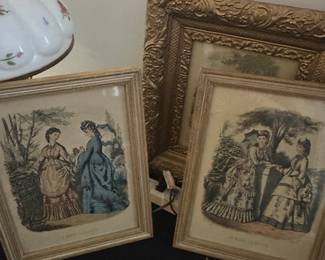 Framed fashion prints from the French magazine La Mode Illustrée