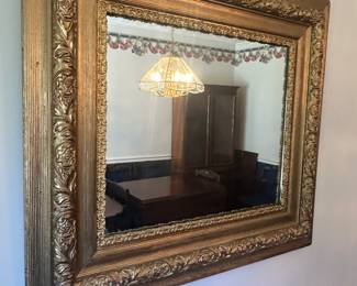 antique gold leaf ornate carved wall mirror