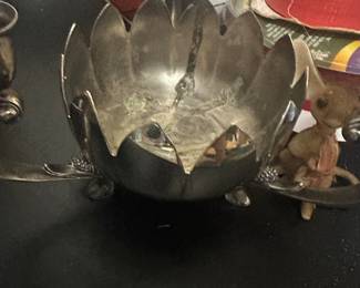 silver lotus flower candle holder