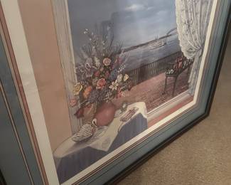 framed print titled "River Terrace" by artist Louise Dunavant