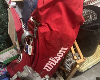 Red Wilson Golf Bag with Clubs