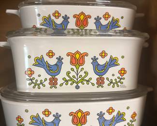vintage CorningWare casserole dishes