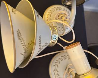 vintage French Country chandelier with metal shades