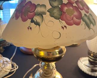 vintage hand-painted hurricane table lamp