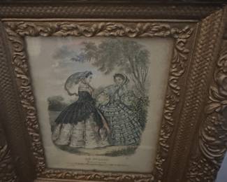 Framed fashion print from the French magazine La Mode Illustrée