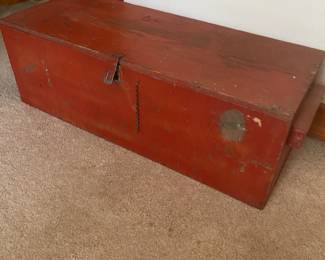 Very cute, red wooden trunk