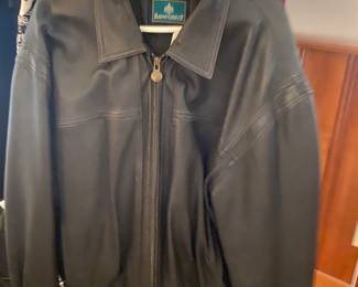 Leather bomber jacket