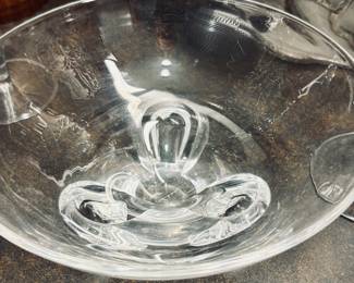Vintage STEUBEN Crystal “Floret” 3 Loop Footed Bowl