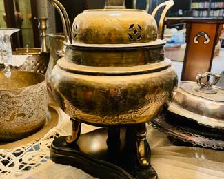 Vintage Brass Etched Dragon Lamp.