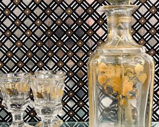 BACCARAT HARCOURT DECANTER AND GLASSES.