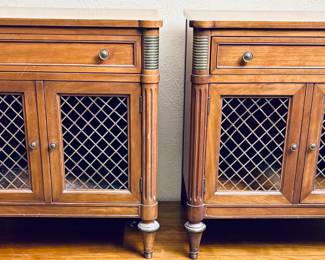 Kindel Furniture French Regency Louis XVI Cherry Wood Nightstands. (2)
