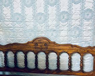 Vintage Wood Queen Headboard and Frame.